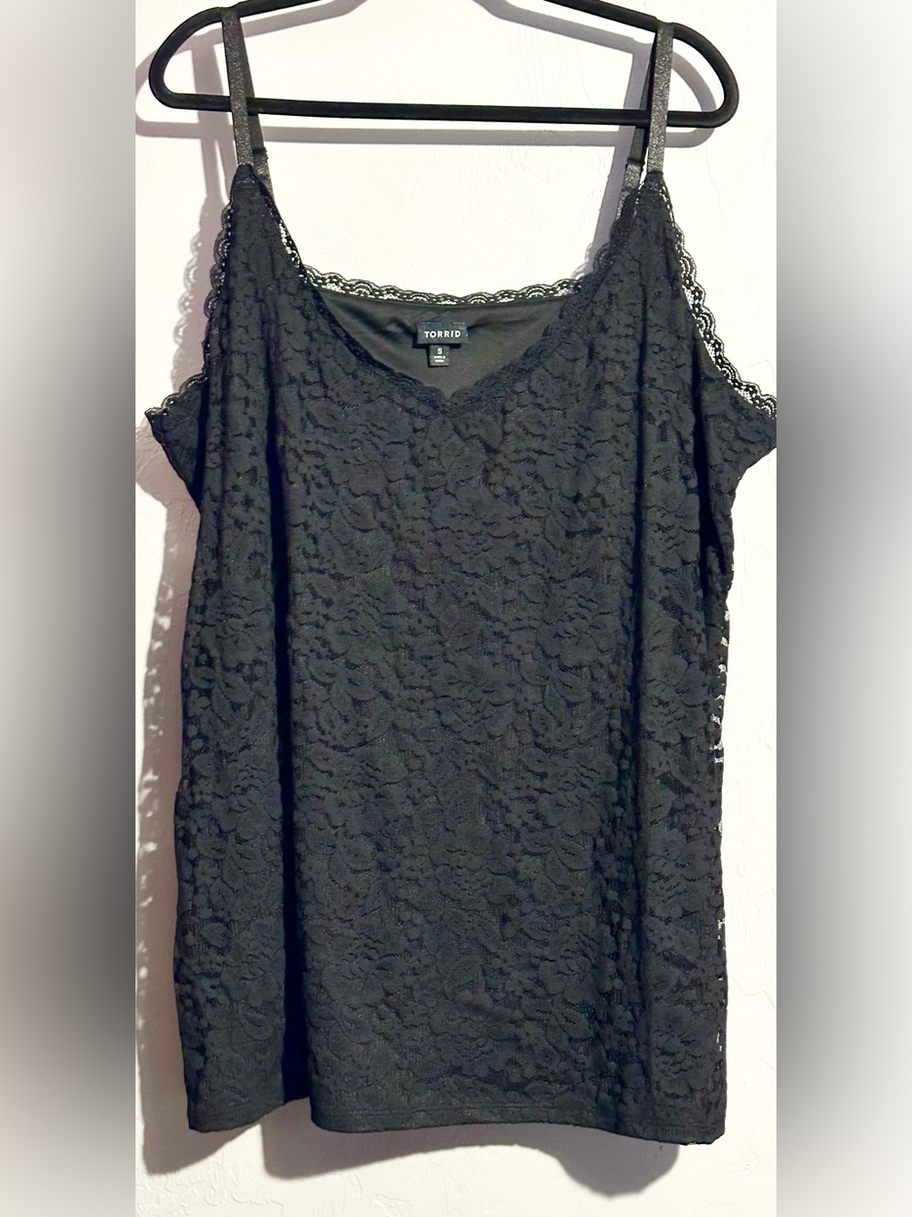 NWOT Torrid Black Lace Sleeveless Adjustable Strap Lined Cami Tank Top,5X